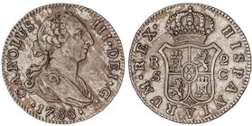 SPANISH MONARCHY: CHARLES III
2 Reales. 1788. SEVILLA. C. 6,06 grs. Única fecha de este ensayador en este reinado. (Leve hojita en anverso). Pátina i...