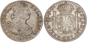 SPANISH MONARCHY: CHARLES IV
8 Reales. 1803. MÉXICO. F.T. 26,94 grs. Acuñación algo floja, normal en este tipo de piezas. (Leves hojitas). Ligera pát...