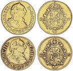 SPANISH MONARCHY: CHARLES III
Lote 2 monedas 1/2 Escudo. 1786. MADRID. D.V. 1,70 y 1,71 grs. (Una de ellas descolgada). A EXAMINAR. Cal-778. MBC-.