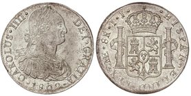 SPANISH MONARCHY: CHARLES IV
8 Reales. 1802. LIMA. I.J. 26,94 grs. (Cordoncillo irregular). Restos de brillo original. Cal-657. EBC/EBC+.