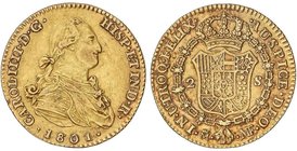 SPANISH MONARCHY: CHARLES IV
2 Escudos. 1801/791. MADRID. M.F. 6,72 grs. (Golpecito en canto). Cal-341 var. sobrefecha. MBC+.