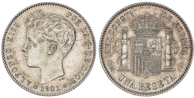 PESETA SYSTEM: ALFONSO XIII
1 Peseta. 1901 (*19-01). S.M.-V. EBC+.