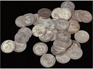 PESETA SYSTEM: ALFONSO XIII
Lote 40 monedas 5 Pesetas. 1888 y 1891. 25x 1888 (*18-88) M.P.-M y 15x 1891 (*18/91) P.G.-M. A EXAMINAR. BC+ a MBC+.