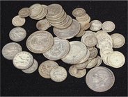 PESETA SYSTEM: LOTS
Lote 61 monedas 50 Céntimos a 5 Pesetas. 1869 a 1905. 35x 50 Céntimos, 9x 1 Peseta (incluye 1 peseta 1933 (*3-4)), 6x 2 Pesetas, ...