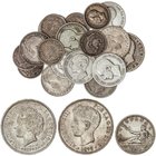 PESETA SYSTEM: LOTS
Lote 29 monedas 50 Céntimos (11), 1 (14), 2 (2) y 5 Pesetas (2). 1870 a 1926. GOBIERNO PROVISIONAL a ALFONSO XIII. Destaca 1 Pese...