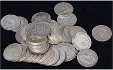 PESETA SYSTEM: LOTS
 Lote 48 monedas 5 Pesetas . GOBIERNO PROVISIONAL, AMADEO I, ALFONSO XII y ALFONSO XIII . Algunas con estrellas visibles, incluye...
