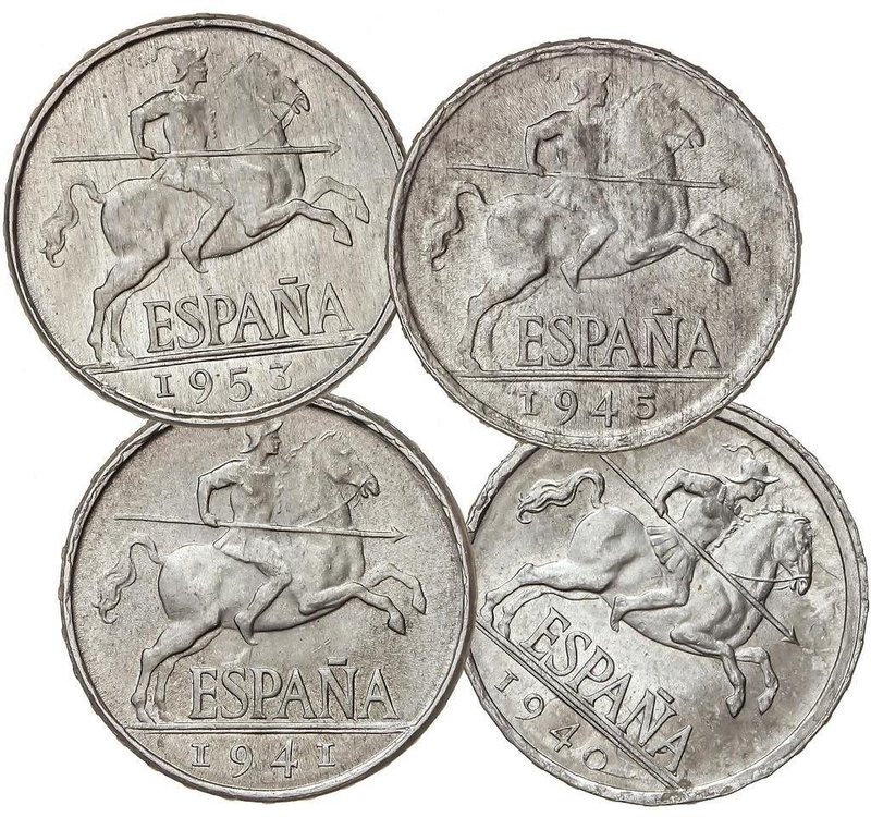 PESETA SYSTEM: ESTADO ESPAÑOL
Serie 4 monedas 5 Céntimos. 1940, 1941, 1945 y 19...
