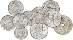 PESETA SYSTEM: ESTADO ESPAÑOL
Serie 10 monedas 5 (4), 10 (5) y 25 Céntimos. 1937 a 1959. Al (9) y Ni. 5 Céntimos 1940, 1941, 1945 y 1953; 10 Céntimos...