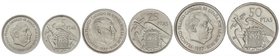 PESETA SYSTEM: ESTADO ESPAÑOL
 Serie 3 monedas 5, 25 y 50 Pesetas . 1957 (*BA) . I Exposición Iberoamericana de Numismática y Medallística. Barcelona...