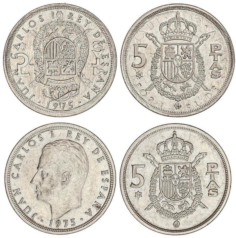 PESETA SYSTEM: JUAN CARLOS I
Lote 2 monedas 5 Pesetas. 1975 (*76 y 78). 5,80 gr...