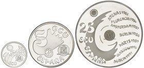 PESETA SYSTEM: JUAN CARLOS I
Set 5 monedas 2.000 Pesetas. 1997. PATRIMONIO DE LA HUMANIDAD. UNESCO. AR. II Serie completa en plata. En estuche origin...