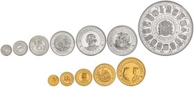 PESETA SYSTEM: V CENTENARIO
Serie 12 monedas 100, 200, 500, 1.000, 2.000, 5.000 (2), 10.000 (2), 20.000, 40.000 y 80.000 Pesetas. 1989. AR y AU. Seri...