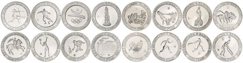 PESETA SYSTEM: BARCELONA OLYMPICS 1992
Serie 16 monedas 2.000 Pesetas. 1990 a 1...