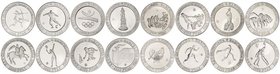 PESETA SYSTEM: BARCELONA OLYMPICS 1992
Serie 16 monedas 2.000 Pesetas. 1990 a 1992. AR. Seies I a IV. Serie completa en plata. En estuches originales...