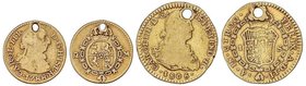 LOTS AND COLLECTIONS
Lote 2 monedas 1/2 y 1 Escudo. CARLOS III y IV. 1/2 Escudo 1788 MADRID M y 1 Escudo 1805 Popayán J.T. (Sirvieron como joya. Amba...