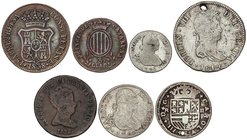 LOTS AND COLLECTIONS
Lote 14 monedas 3 Cuartos a 4 Reales. 1711 a 1850. CARLOS III Pretendiente A ISABEL II. AE (5) y AR (9). Incluye: Carlos III Pre...