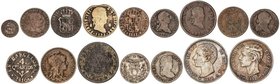 LOTS AND COLLECTIONS
Lote 16 monedas 1 Céntimo a 5 Pesetas. 1808 a 1877. OCUPACIÓN NAPOLEONICA DE CATALUNYA a ALFONSO XII. AE y AR (4). Destaca Medal...