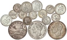 LOTS AND COLLECTIONS
Lote 16 monedas 50 Céntimos a 5 Pesetas. GOBIERNO PROVISIONAL, , ALFONSO XII , ALFONSO XIII y II REPÚBLICA. Contiene 9 monedas d...