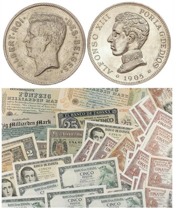 LOTS AND COLLECTIONS
Lote 41 billetes, 1 moneda y 1 medalla. 1923 a 1971. BILLE...