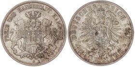 WORLD COINS: GERMANY
5 Marcos. 1876-J. HAMBURGO. 27,47 grs. AR. KM-598. MBC.
