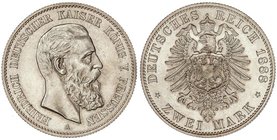 WORLD COINS: GERMAN STATES
2 Marcos. 1888-A. FEDERICO III. PRUSIA. 11,09 grs. AR. (ínfimas y casi inapreciables marquitas). Pleno brillo original. KM...