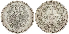 WORLD COINS: GERMANY
1 Marco. 1873-A. GUILLERMO I. BERLÍN. Encapsulada por NN Coins como AU 55+. KM-7. EBC.