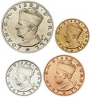 WORLD COINS: ANDORRA
Serie 4 monedas 1 a 25 Diners. 1984. Latón, AE y AR (2). Joan Martí Obispo de Urgell. En presentaciones originales. KM-15/18. SC...