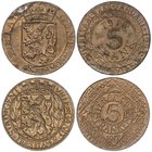 WORLD COINS: BELGIUM
Lote 2 monedas 5 Francos. 1917 y 1918. OCUPACIÓN ALEMANA. GANTE. Fe. KM-Tn6, Tn7. EBC.