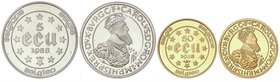 WORLD COINS: BELGIUM
Serie 2 monedas 5 y 50 Ecu. 1988. AR+AU. 30 aniversario Tratado de Roma - Carlos I. En presentación original con certificado. KM...