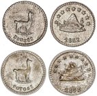 WORLD COINS: BOLIVIA
Lote 2 monedas 1/4 Sol. 1852. POTOSÍ. AR. Una de ellas encapsulada por PCGS (nº 143730.64/83896536) como MS64. KM-111. SC.