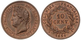 WORLD COINS: FRENCH COLONIES
Piefort 10 Céntimos. 1839-A. LUIS FELIPE I. PARIS. 20,36 grs. Br. (Levísimos golpecitos en canto). Restos de brillo y co...