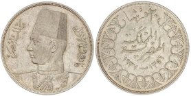 WORLD COINS: EGYPT
20 Piastras. 1356 AH-1937 d.C. FUAD I. 27,95 grs. AR. ESCASA. KM-368. EBC-.
