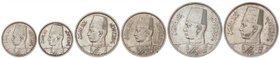 WORLD COINS: EGYPT
Lote 6 monedas 5 (2), 10 (2) y 20 (2) Piastras. 1356 d.H.-1937 d.C. y 1358 d.H-1939 d.C. FAROUK. AR. Todas diferentes. Los dos año...
