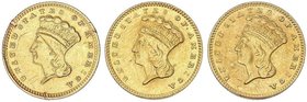 WORLD COINS: UNITED STATES
Lote 3 reproducciones 1 Dólar. 1856 y 1868 (2). AU. Tipo Indio. (La de 1856 descolgada). A EXAMINAR. MBC+ a MBC.
