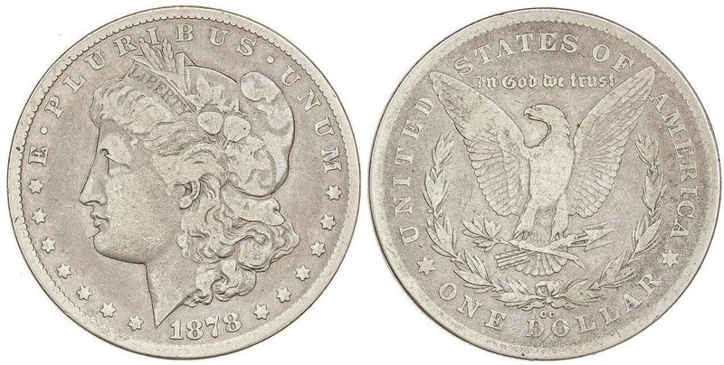 WORLD COINS: UNITED STATES
1 Dólar. 1878-CC. CARSON CITY. 26,03 grs. AR. Tipo M...