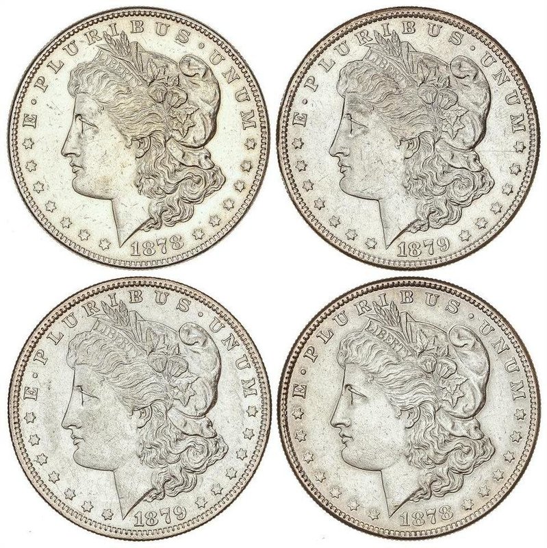 WORLD COINS: UNITED STATES
Lote 4 monedas 1 Dólar. 1878, 1878-S, 1879-O, 1879-S...