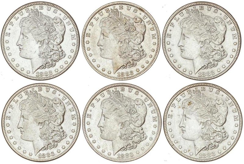 WORLD COINS: UNITED STATES
Lote 6 monedas 1 Dólar. 1882, 1882-O, 1882-S, 1883, ...