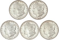 WORLD COINS: UNITED STATES
Lote 5 monedas 1 Dólar. 1890, 1890-O, 1890-S, 1891, 1891-S. FILADELFIA (2), NUEVA ORLEANS, SAN FRANCISCO (2). AR. Tipo Mor...