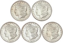 WORLD COINS: UNITED STATES
Lote 5 monedas 1 Dólar. 1900, 1901-O, 1902, 1904, 1904-O. FILADELFIA (3), NUEVA ORLEANS (2). AR. Tipo Morgan. A EXAMINAR. ...