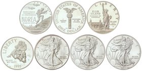 WORLD COINS: UNITED STATES
Lote 7 monedas 1 Dólar. 1986 a 2016. SAN FRANCISCO. AR. 1986-S Centenario de la Estatua de la Libertad encapsulada por NGC...