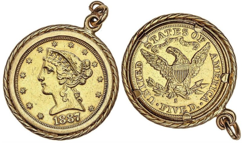 WORLD COINS: UNITED STATES
5 Dólares. 1887-S. SAN FRANCISCO. 11,45 grs. AU. Cor...