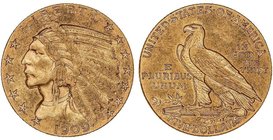 WORLD COINS: UNITED STATES
5 Dólares. 1909-D. DENVER. 8,29 grs. AU. Tipo Indio. (Leves golpecitos). Fr-151; KM-129. MBC+.