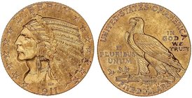 WORLD COINS: UNITED STATES
5 Dólares. 1911. 8,33 grs. AU. Tipo Indio. Fr-148; KM-129. EBC-.