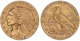 WORLD COINS: UNITED STATES
5 Dólares. 1912. 8,32 grs. AU. Tipo Indio. Fr-148; KM-129. MBC+.