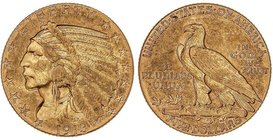 WORLD COINS: UNITED STATES
5 Dólares. 1913. 8,34 grs. AU. Tipo Indio. (Leves golpecitos). Fr-148; KM-129. MBC+/EBC-.