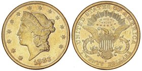 WORLD COINS: UNITED STATES
20 Dólares. 1883-S. SAN FRANCISCO. 33,39 grs. AU. Coronet Head. (Limpiada). Fr-178; KM-74.3. EBC-.
