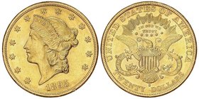 WORLD COINS: UNITED STATES
20 Dólares. 1895-S. SAN FRANCISCO. 33,40 grs. AU. Coronet Head. (Leves rayitas y golpecitos en gráfila). Fr-178; KM-74.3. ...
