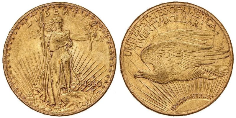WORLD COINS: UNITED STATES
20 Dólares. 1910-D. DENVER. 33,37 grs. AU. Saint Gau...