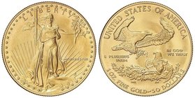 WORLD COINS: UNITED STATES
50 Dólares. 1988. 34,02 grs. AU. Fecha en números romanos. Saint-Gaudens. Fr-B1; KM-219. SC.