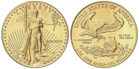 WORLD COINS: UNITED STATES
50 Dólares. 1989. 33,97 grs. AU. Fecha en números romanos. Saint-Gaudens. Fr-B1; KM-219. SC.